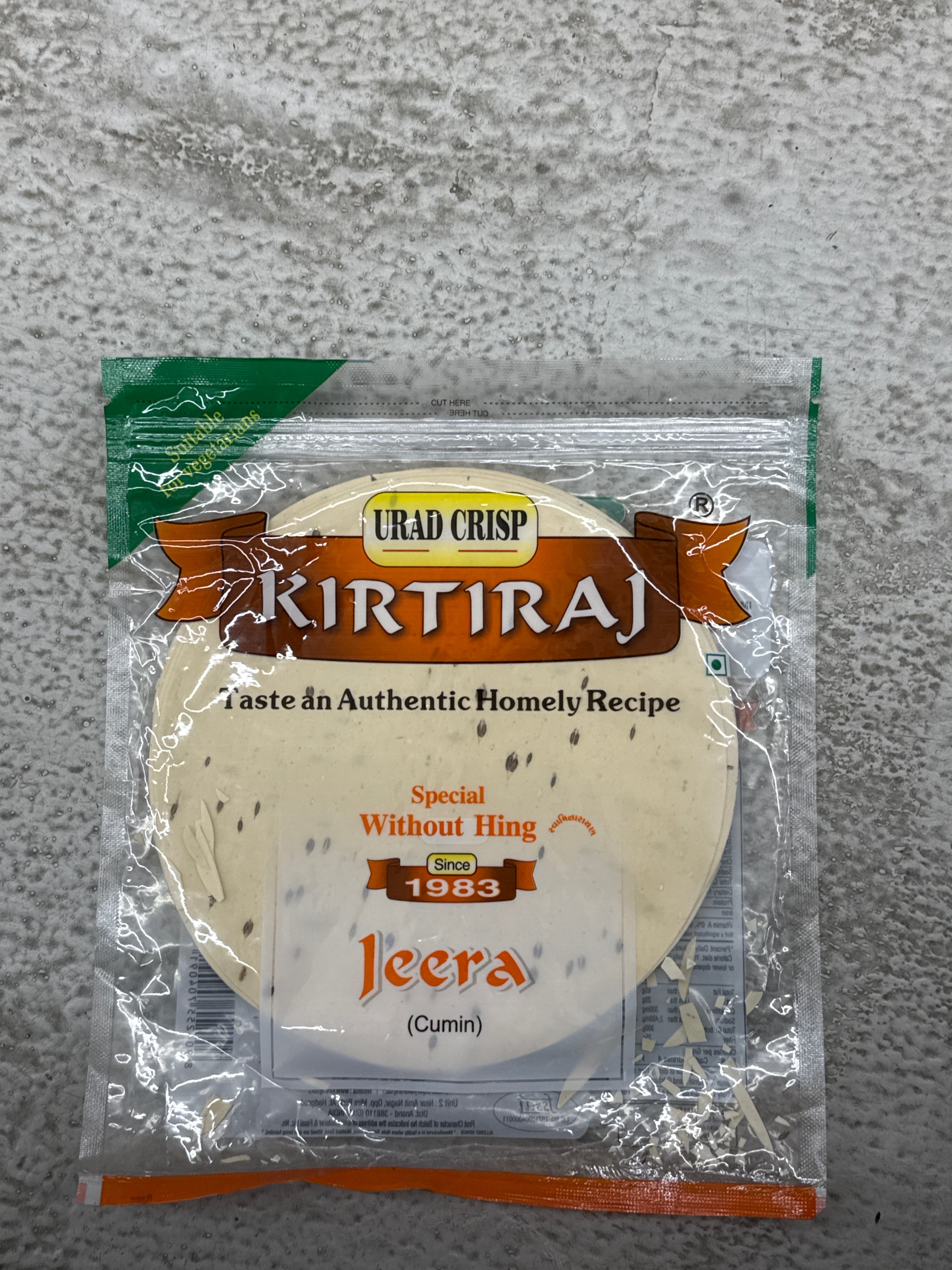 Rirtiraj Jeera papad (without hing)