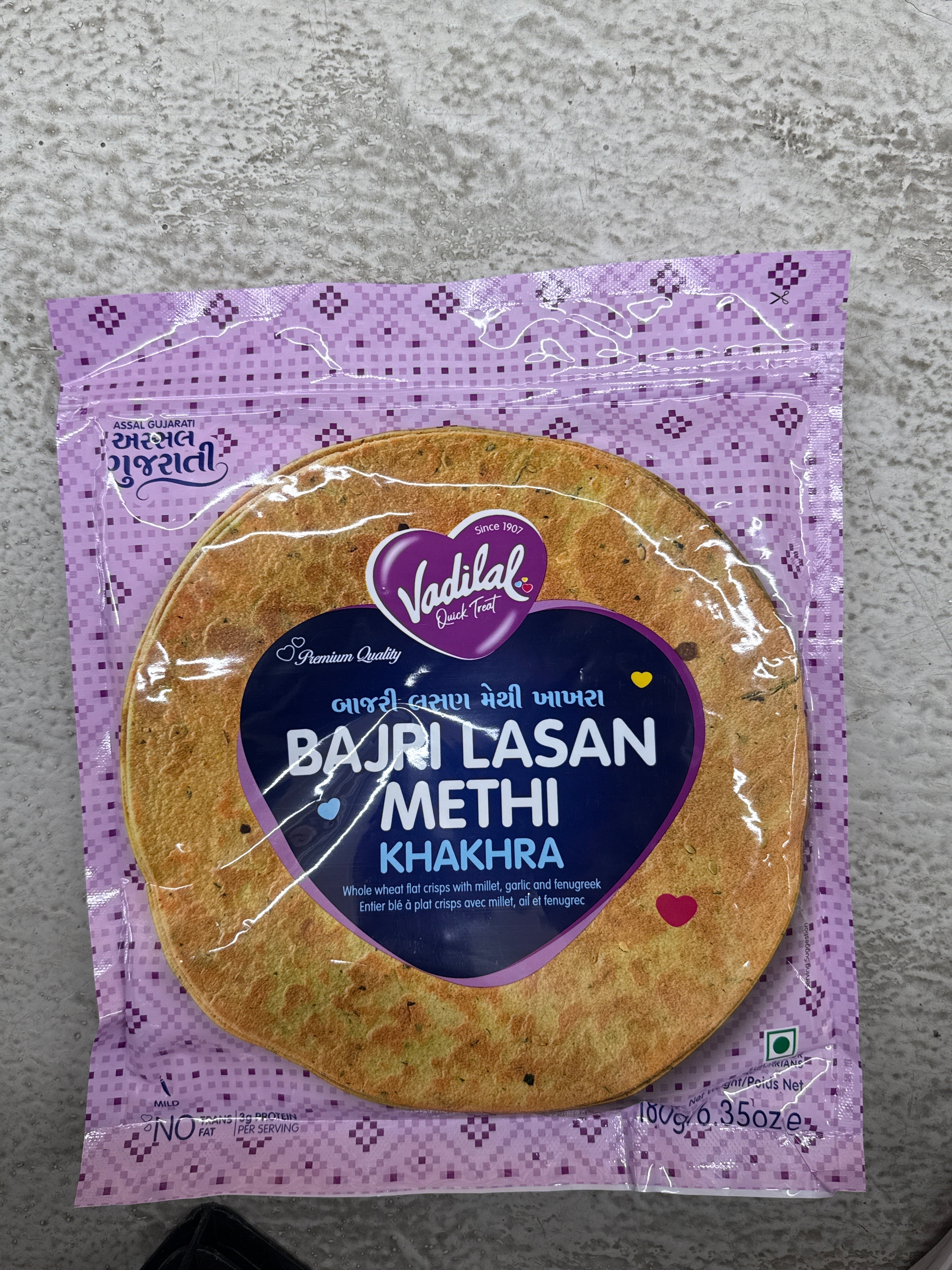 Vadilal Bajri Lasan Methi Khakhra